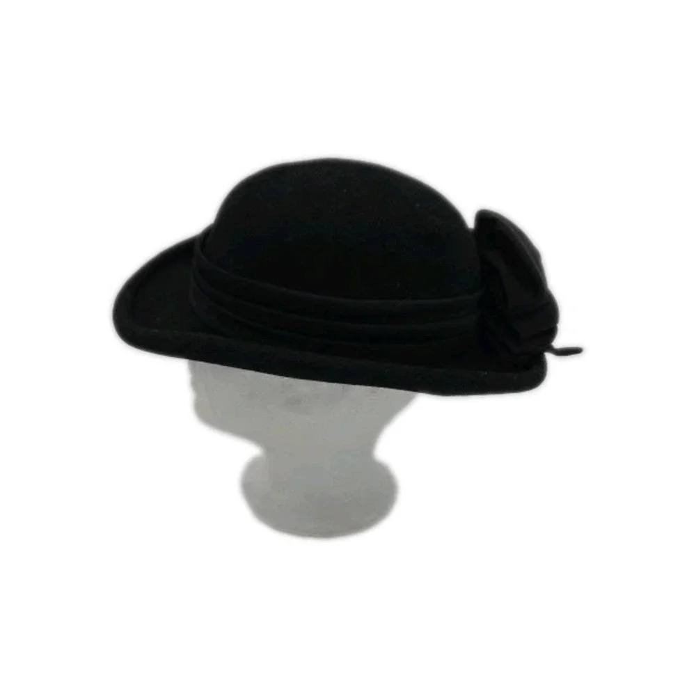 Designed By Sylvia NY St. Louis Black Hat Doeskin Felt 100% Wool Vintage (USA)